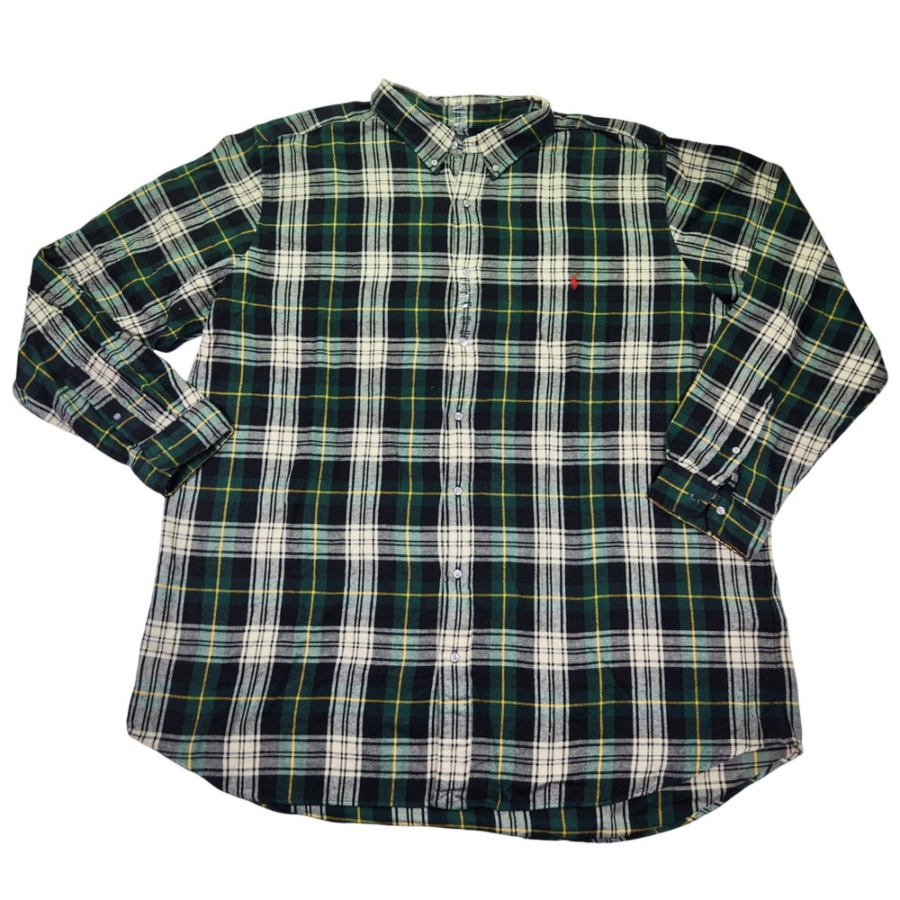 Polo‎ Ralph Lauren Plaid Button Down Shirt Long Sleeve Men 4XLT Green Multi NEW